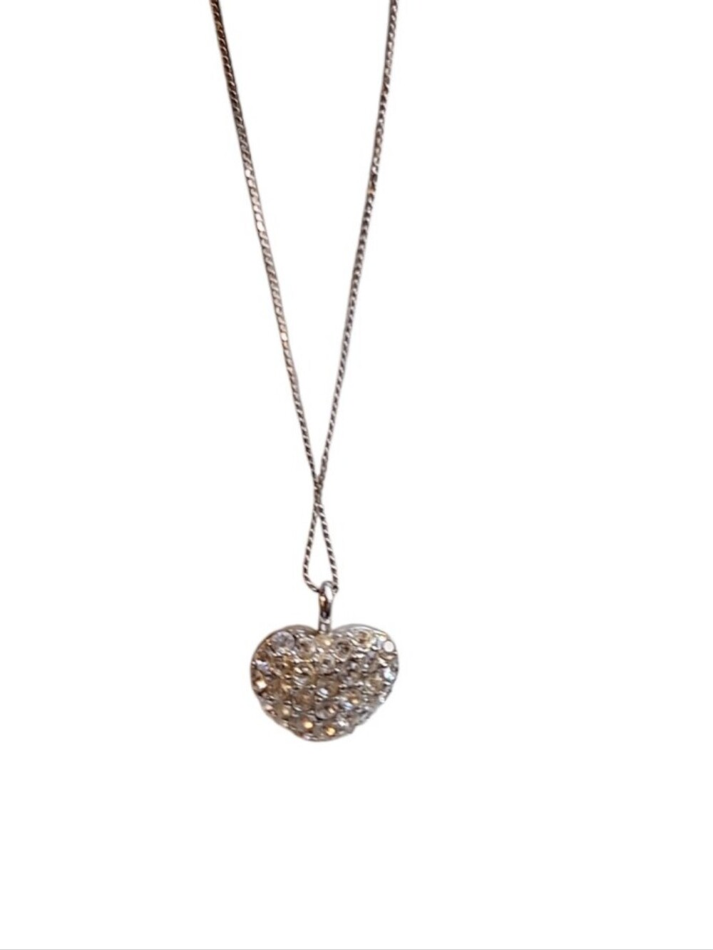 Josten's Branded Silver Crystal Pave Heart Pendant on Avon Sterling Chain